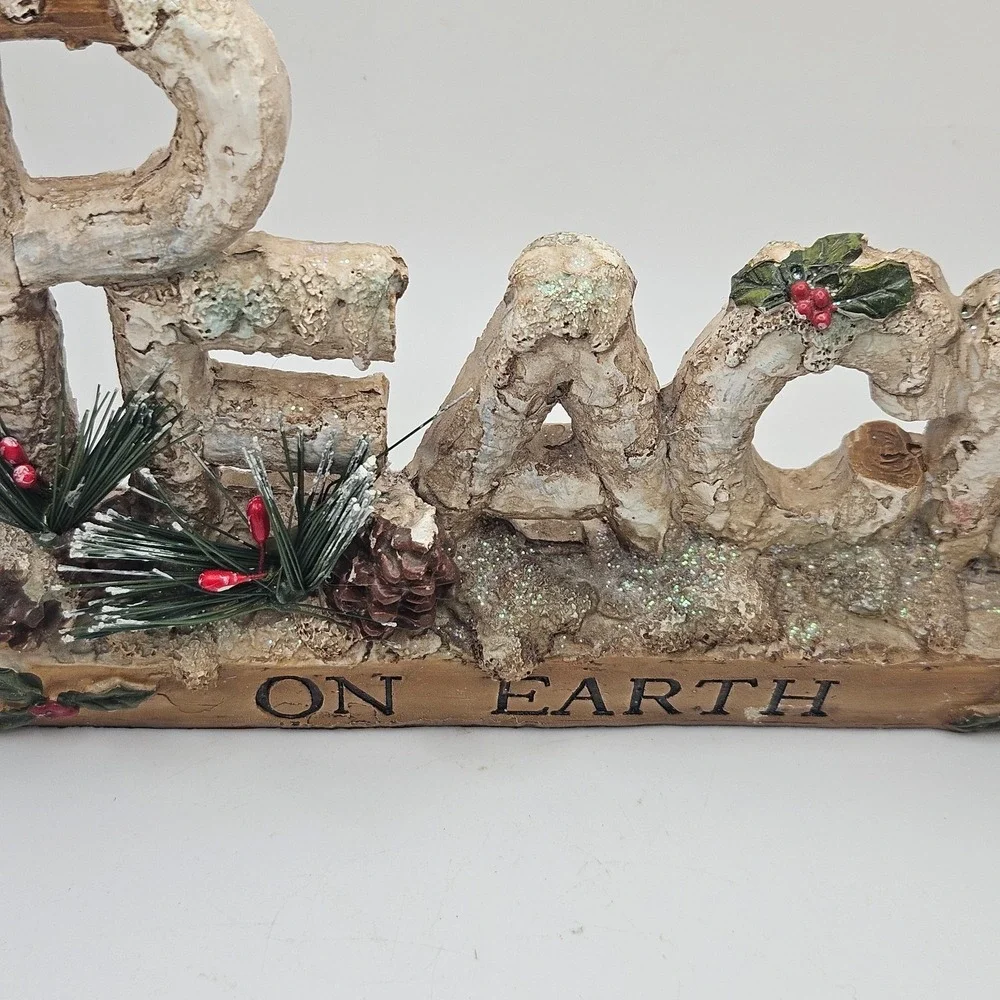 Rustic Peace On Earth Cardinal Christmas Table Decor Figurine‎ Woodland Bird